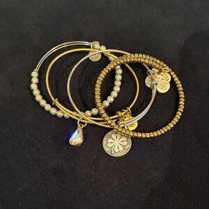 Alex & Ani 4 Gold & Silver Bangle & Charm Expandable Bracelets